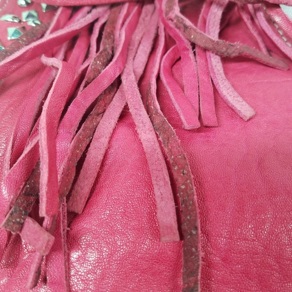 Thulare Monareng Oversized Bubble Gum Pink Cow Hide Studded Bag - Picture 12 of 15